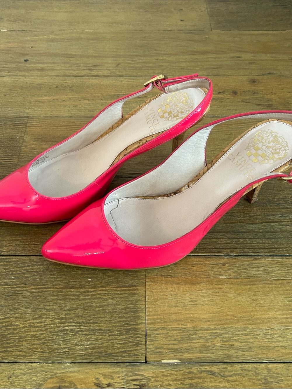 Vince Camuto Hot Pink Patent Slingback Pumps - Picture 2 of 11